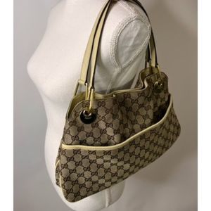 Gucci GG Canvas Eclipse Cream Brown Shoulder Bag
